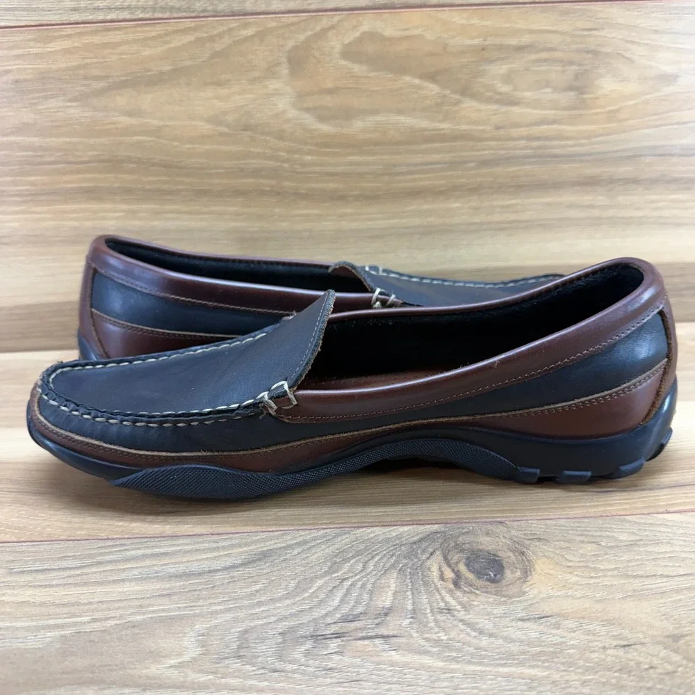 Allen Edmonds Boulder Loafers Mens 9 D Black Brown Leather Moc Toe Casual